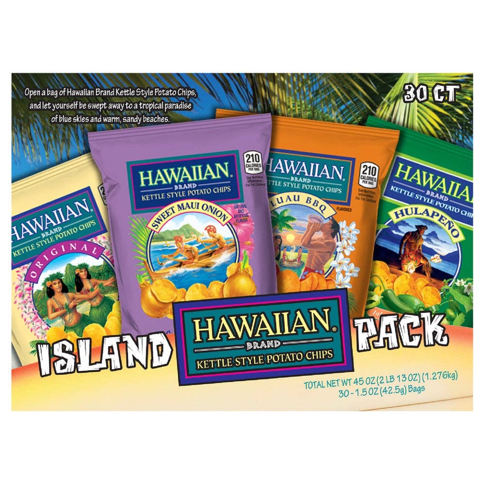 Hawaiian Brand Kettle Style Potato Chips, Island Variety Pk